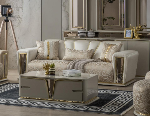 Modern coffee table, living room furniture, stainless steel furniture, wood design, beige