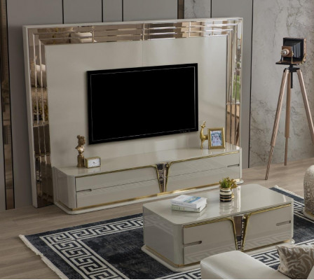 Modern coffee table, living room furniture, stainless steel furniture, wood design, beige
