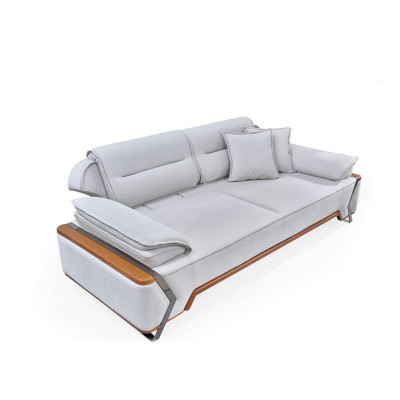 Designer white sofa, luxury living room couch, padded 3-seater new triple-seater