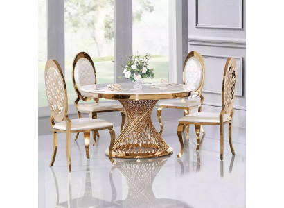 Designer golden round table stainless steel tables stylish dining room furniture