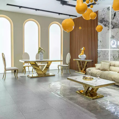 Dining room furniture designer dining table stainless steel table gold modern tables