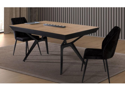 Kitchen table dining room table extendable design luxury wood brown table