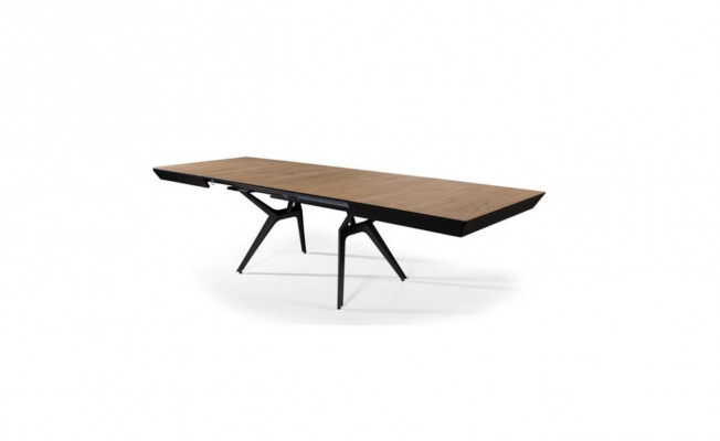 Kitchen table dining room table extendable design luxury wood brown table