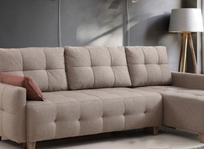 Beige corner sofa upholstery living area fabric sofas L-shaped set new