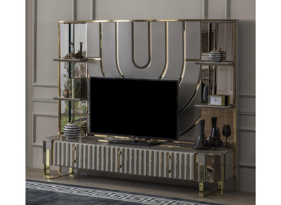 TV stand RTV lowboard sideboard living room gold gray luxury wood new