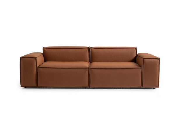 Luxury three-seater sofa, 3-seater brown upholstered sofa, couch, faux leather, new