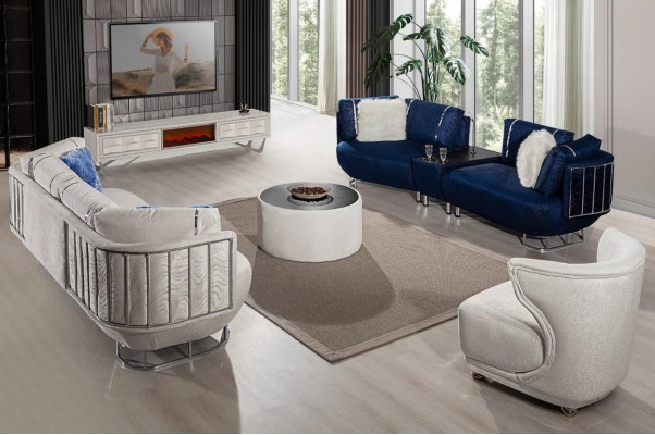 Exclusive living room set sofa 3+3 with table, armchair, and coffee table 4-piece set.