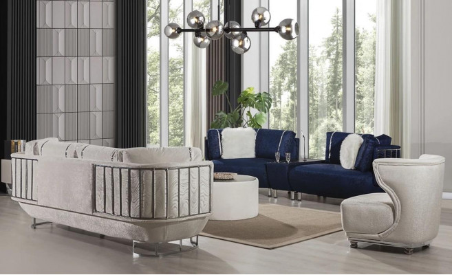 Exclusive living room set sofa 3+3 with table, armchair, and coffee table 4-piece set.