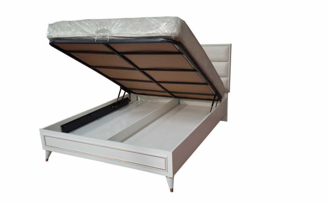 White bedroom furniture wood glass cabinet textile double bed nightstands