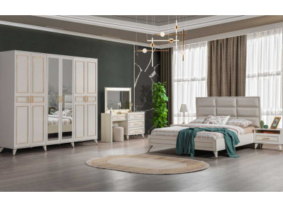 Bedroom Designer Double Bed Luxury Dressing Table Noble Stool 7-piece Set