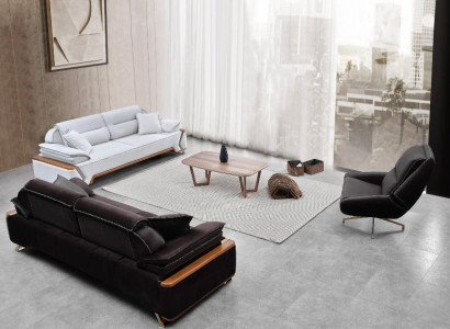 Black and white sofa set 2x three-seater luxury armchair stylish couches