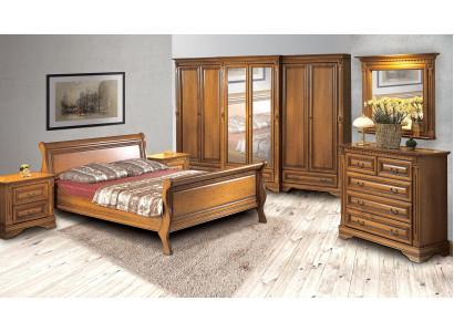 Bedroom bed nightstand dresser wardrobe luxury set 6 pieces.