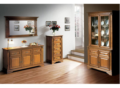 Living room cabinet chest of drawers Italy mirror classic 3-piece wood set