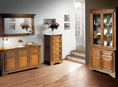 Living room cabinet chest of drawers Italy mirror classic 3-piece wood set