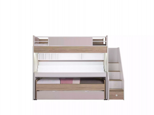 Bunk bed with 3 sleeping places multifunctional bed wood pink luxury loft bed
