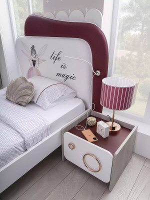 Complete wooden children's room set bed wardrobes nightstands
