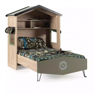 Children's furniture luxury children's room set bed green bed frame 5-piece wood