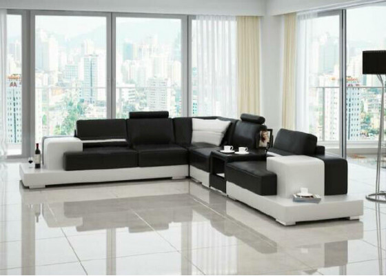 Leather sofa corner sofa with USB design seat cushion set living landscape 2725C