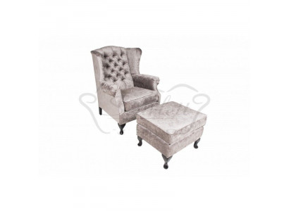 Ottoman Beige Designer Luxury Ottoman Upholstered Seat Textile Relaxation Side Sofa