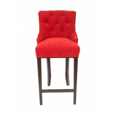 Red Chesterfield Bar Stool Designer Stool Set of 4 Upholstered Set Solid Wood Chairs