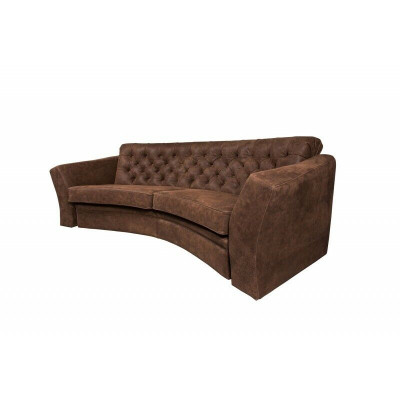 Three-seater half-round couch Chesterfield upholstered sofa couches beige