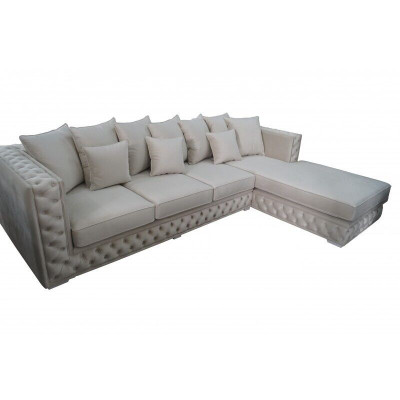 Chesterfield Design Sofa Corner Couch Upholstery Seat Corner Unit Modern Textile