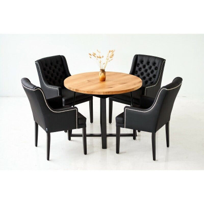 Dining set table + 4 Chesterfield chairs wooden chair seat cushion set