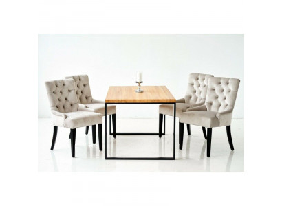 Dining room chair table + 4 Chesterfield chairs group set upholstery
