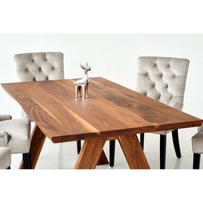 Dining Room Table Set: 4 Chesterfield Armchairs, 5-Piece Dining Room Set