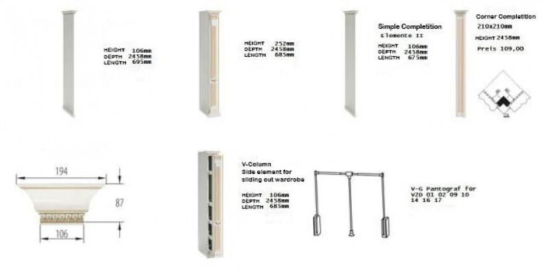 Element Model V1D-08 LP for Walk-in Closet Wardrobe Italian Furniture