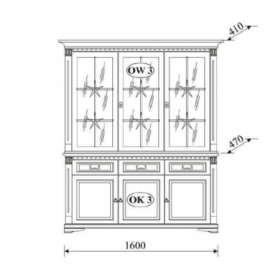 Classic showcase display cabinet glass cabinet colonial new OK3