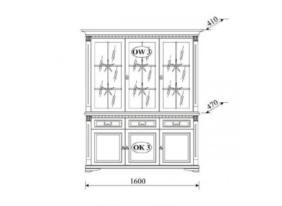 Classic showcase display cabinet glass cabinet colonial new OK3