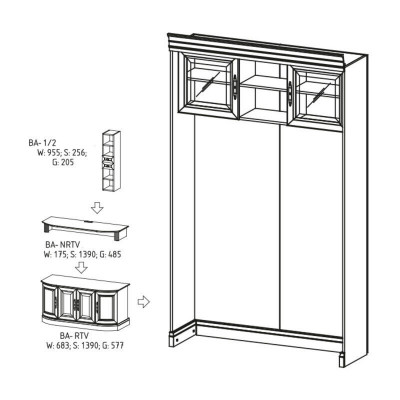 Classic panel with wall shelf and lighting bed wall wall cladding BA-16