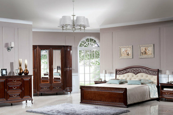 Double Bed Classic High-Quality Designer Chesterfield Full Leather Bed Beds