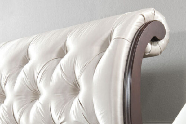 Chesterfield bed beds double bed marital bed Italian furniture wood textile leather