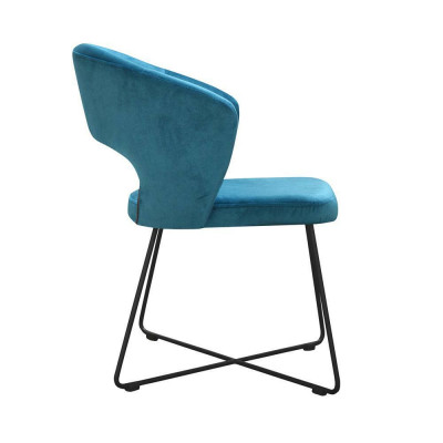 Modern armchair set of 8 chairs, green upholstery with armrests.