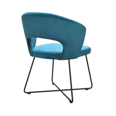 Modern armchair set of 8 chairs, green upholstery with armrests.
