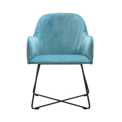 Modern armchair group set of 8 chairs suite turquoise upholstery armrest