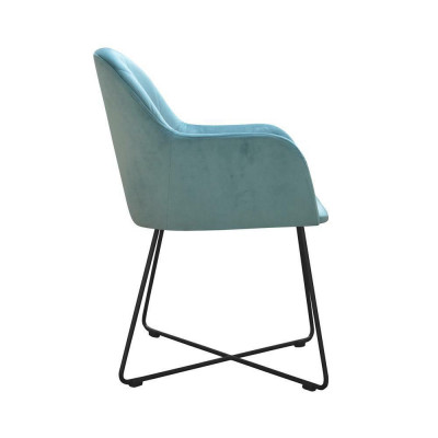 Modern armchair group set of 8 chairs suite turquoise upholstery armrest