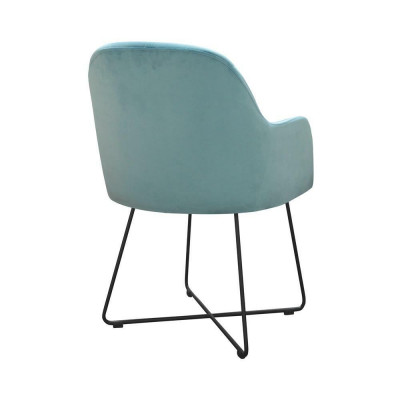 Modern armchair group set of 8 chairs suite turquoise upholstery armrest