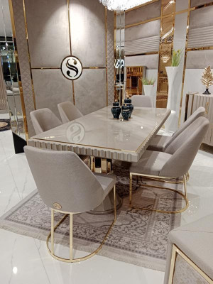 Modern Furniture Set 6x Chairs Dining Room Upholstered Chairs Textile Chair Group