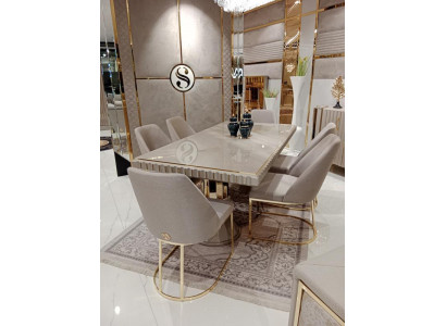 Modern Furniture Set 6x Chairs Dining Room Upholstered Chairs Textile Chair Group