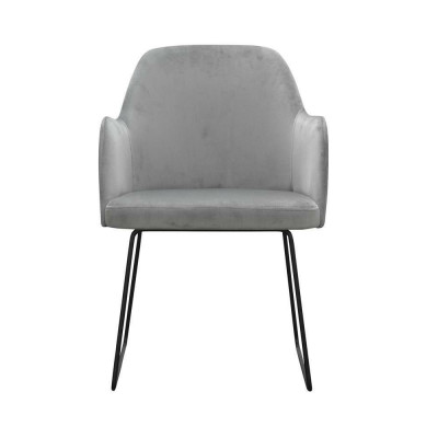 Modern armchairs group 6 chairs set gray upholstery armrest design