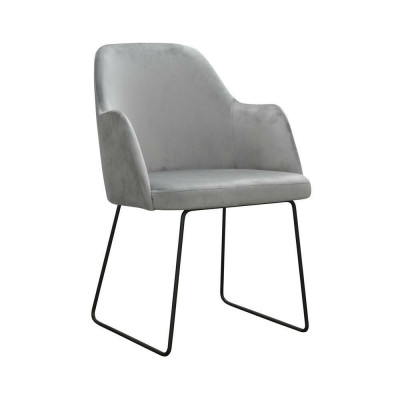 Modern armchairs group 6 chairs set gray upholstery armrest design
