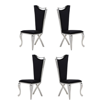 Set of 4 chairs dining chair wood luxury dining room fabric modern chairs