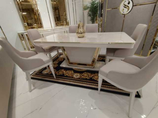 Chairs Set 6x Textile Upholstered Dining Chair Modern Furniture 6-piece.