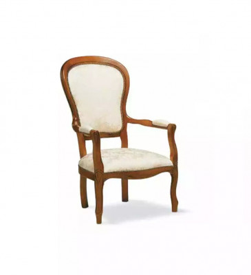 Dining room chair, classic chair with armrest, designer textile furniture armchair
