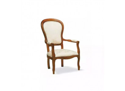 Dining room chair, classic chair with armrest, designer textile furniture armchair