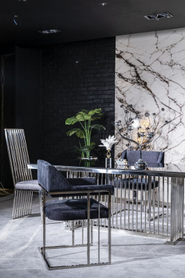 Dining room chair luxury metal with fabric chairs style modern armchair