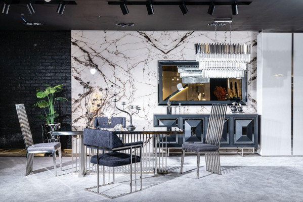 Dining room chair luxury metal with fabric chairs style modern armchair
